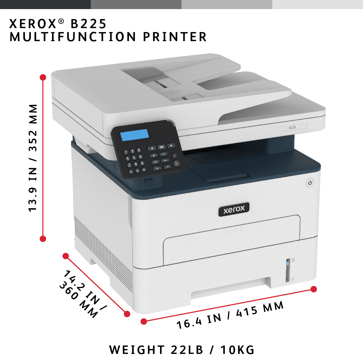 Xerox® B225 Multifunción Blanco y Negro A4 - Imagen 3